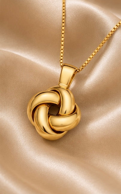 18K Yellow Gold High Polish Love Knot Pendant