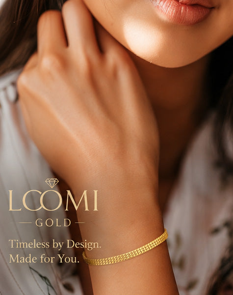 22K Yellow Gold Triple Row Oval Link Bracelet