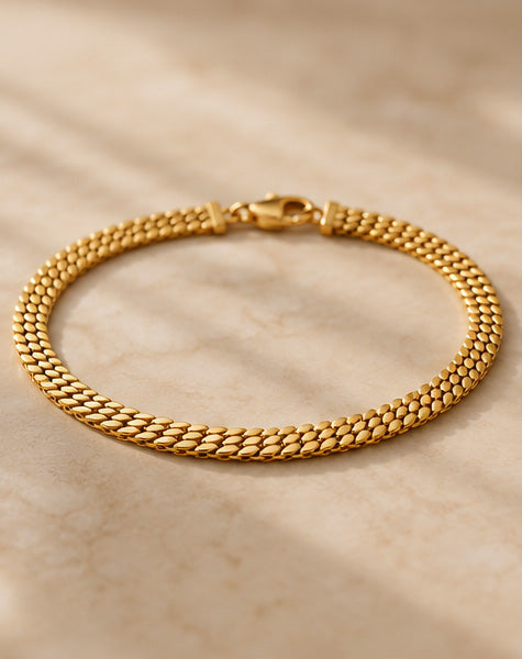 22K Yellow Gold Triple Row Oval Link Bracelet