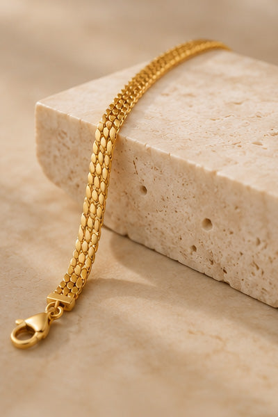 22K Yellow Gold Triple Row Oval Link Bracelet