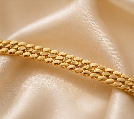 22K Yellow Gold Triple Row Oval Link Bracelet
