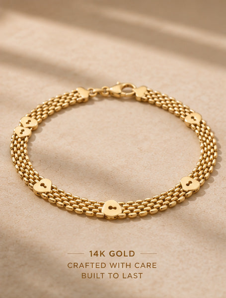 14K Yellow Gold Panther Link Bracelet