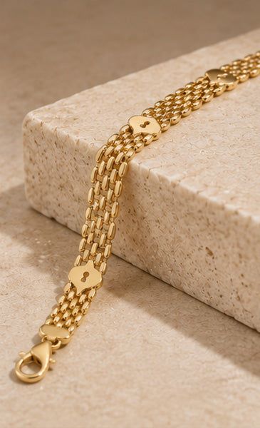 14K Yellow Gold Panther Link Bracelet