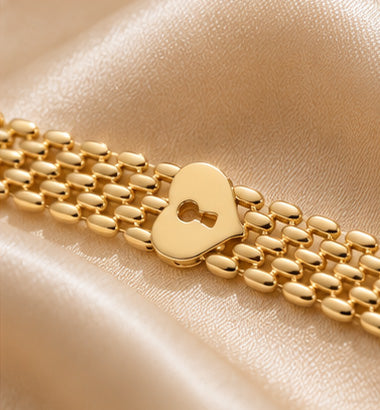 14K Yellow Gold Panther Link Bracelet