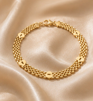 14K Yellow Gold Panther Link Bracelet